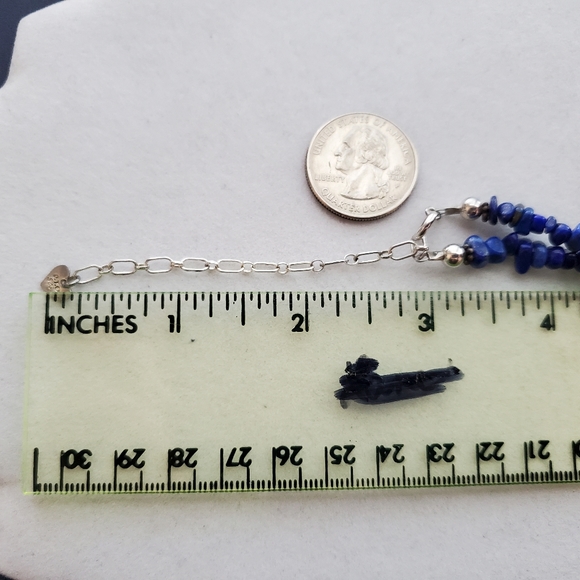 Sterling Silver Lapis Lazuli Gemstone Bead Necklace QT - Picture 13 of 16